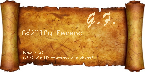 Gálfy Ferenc névjegykártya