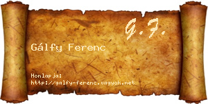 Gálfy Ferenc névjegykártya